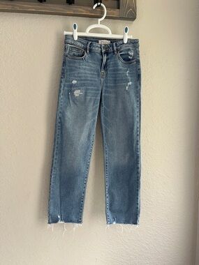 Women's Hidden Jeans Light Blue Distressed Straight-Leg Jeans